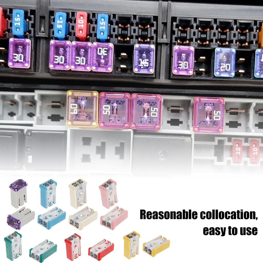 14Pcs Car Fuses Assortment Kit Square Special Fuse Sleeve Kit 15-60A Mcase Fuse With Plastic Shell Box Car Replace Accessories