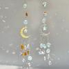 Moon Sun Catcher Prismatic Rainbow Maker Pentagram Beaded Sunlight Catcher Window Hanging Ornament for Bedroom Garden Decor