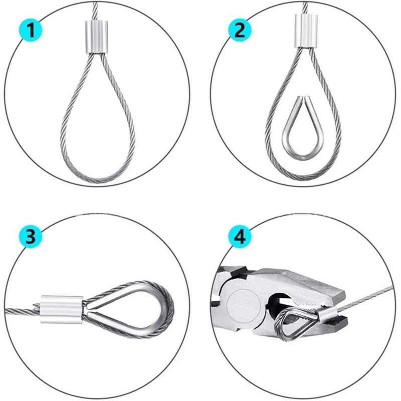 30M Stainless Steel Wire Rope Kits Wire Rope Cable Hooks Hanging Clothesline Outdoor Garden Balcony Cable Guardrail Tighter Set