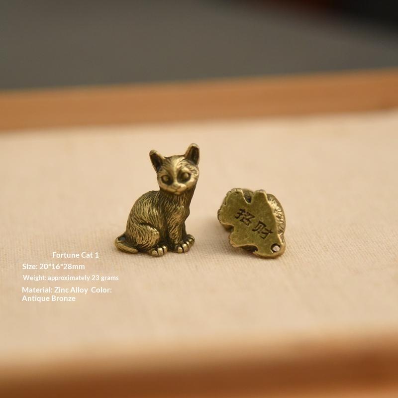 Cute Small Brass Cat Figurines 8 Distinct Styles Miniatures Desktop Ornaments for Bookshelf Decor Unique Christmas Gift Choice