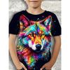 3D Wolf Printed T-shirts Fashionable Casual Short Sleeved Children's Boy T-shirts - Soft Medium Stretch Polyester Fabric Summer Relaxed Fit Clothing