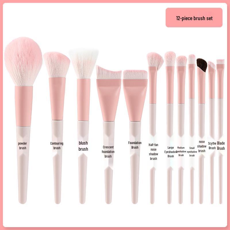 12-Piece Makeup Brush Set: Soft Bristle Powder, Eyeshadow, Blush Brushes & Beauty Tools