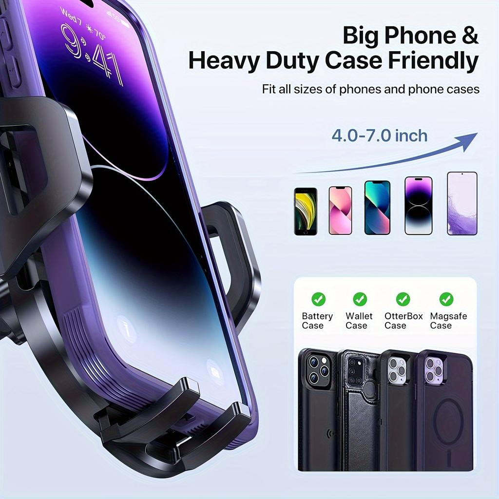 2-in-1 Car Cup Phone Mount with Adjustable Base 360-Degree Rotation Compatible with All Smartphones Travel Phone Holder