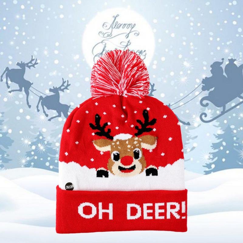 

Зимняя Рождественская Шапка Модная Вязаная Жаккардовая Шапка Солдата Рождественская Вечеринка Теплая Шапка со Светодиодной Подсветкой one size fits all