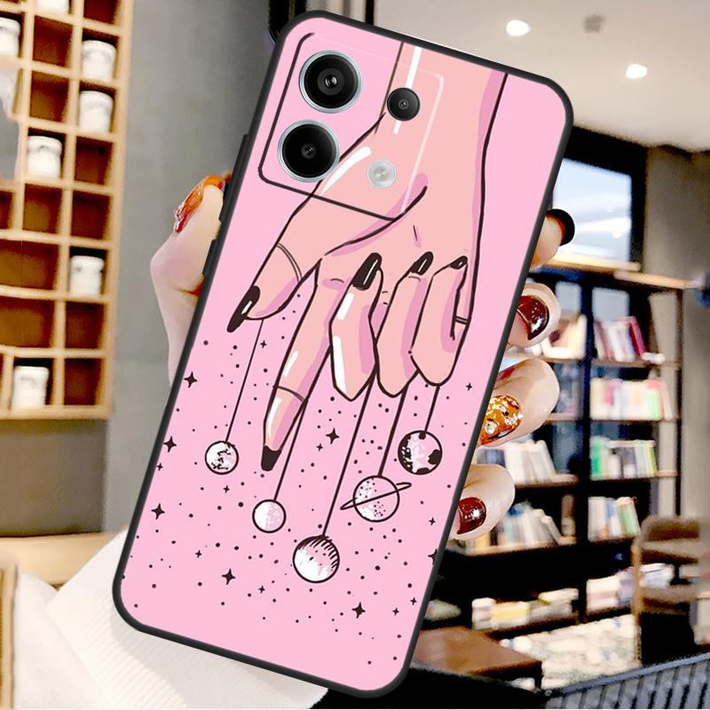 Pink Cat Skull Sorceress Witch For Xiaomi Redmi Note 14 Pro 12 11 9 10 13 15 Pro Plus Case For Redmi 15 10C 12C 13C 14C 15C