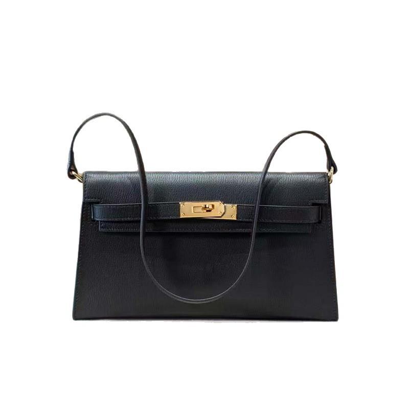 New Leather Women's Bag Goat Pattern Leather Vertical Open Pattern Erin One Shoulder Armpit Bag Long Clutch
