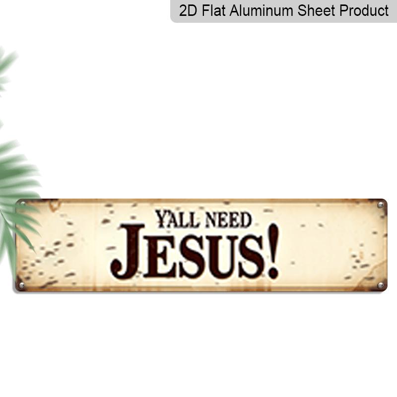 2D Flat, 1pc Rustic Jesus Aluminum Decorative Sign - Vintage Bold Religious Text & Verse Plaque, Durable Aluminum Church Decor for /Outdoor 40cm x 10cm