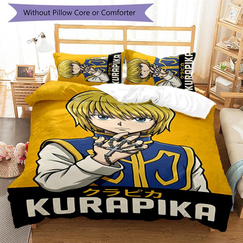 Kurapika 3pcs Bedding Set Duvet Cover Closure Includes 1 Duvet Cover & 2 Pillowcases for All Seasons Bedroom Home Dorm Decor