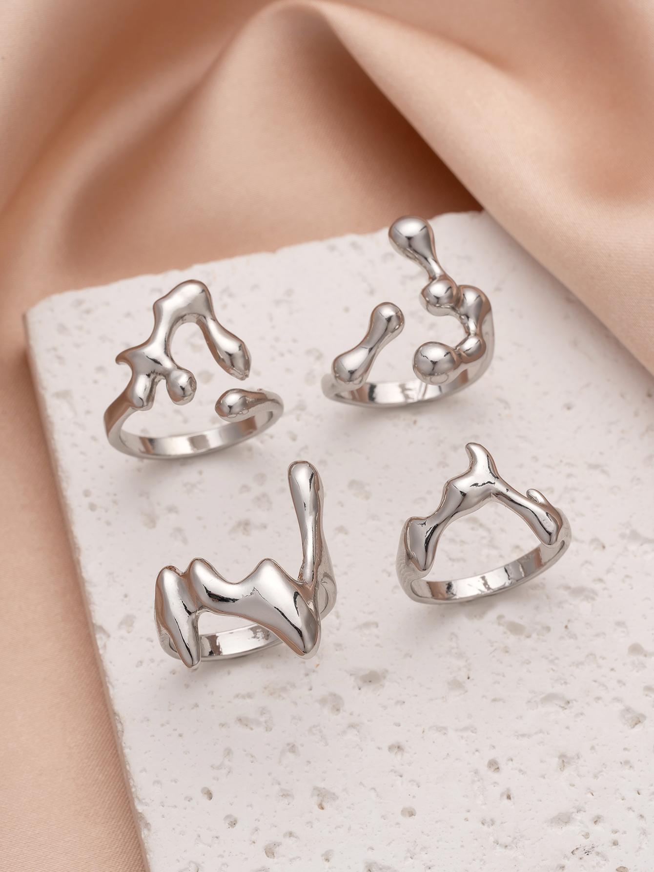 

4 шт. Модный хип-хоп геометрический набор женских колец в форме капли воды, музыкальный фестиваль, бал, циркон