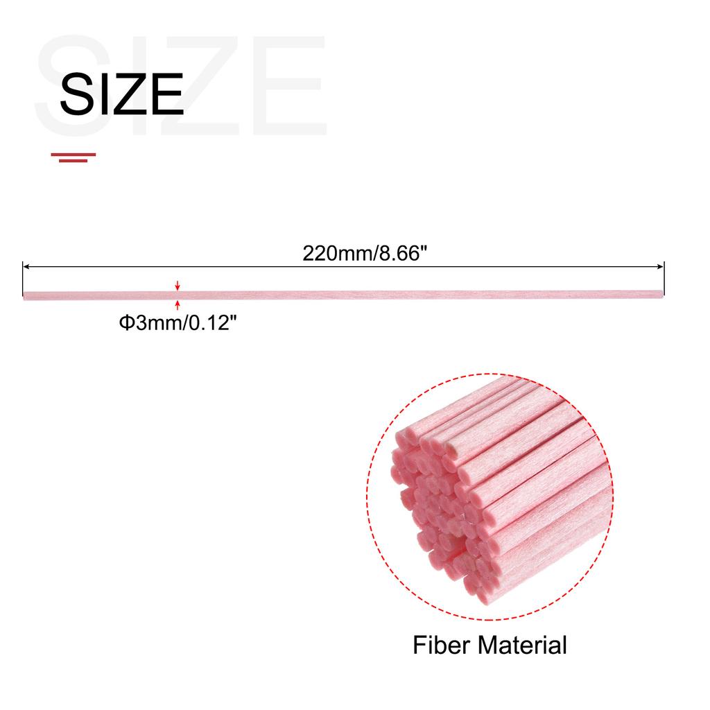 50Pcs 22cmx3mm Fiber Reed Diffuser Sticks Pink Air Freshener Decorative Fragrance Essential Oil Refill Sticks for Home Fragrance