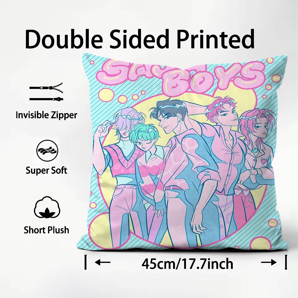 Saja Boys KPopS D-Demon H-Hunters Pillow Case Pattern Printed Pillowcase for Living Room Sofa Cushion Cover & Bedroom Decor