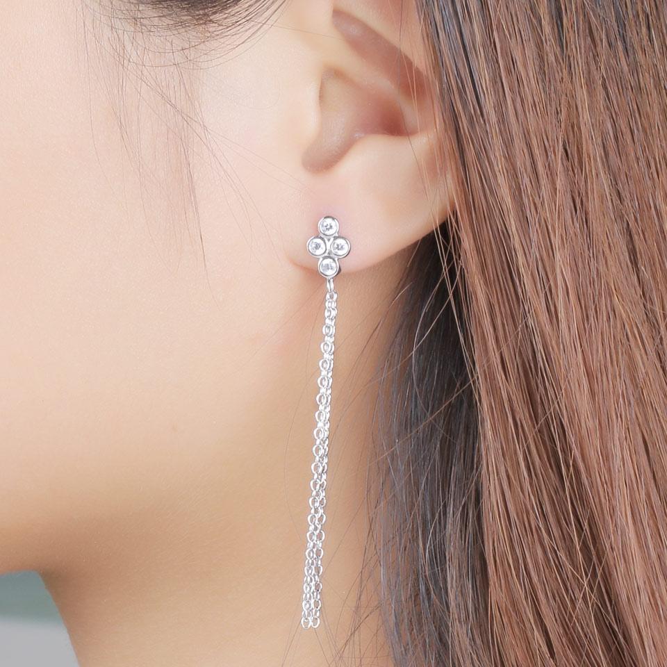 Umcho Echter 925 Sterling Silber Schmuck Asymmetrie Quaste Silber Tropfen Ohrringe für Frauen Besondere Party Geschenke Edlen Schmuck