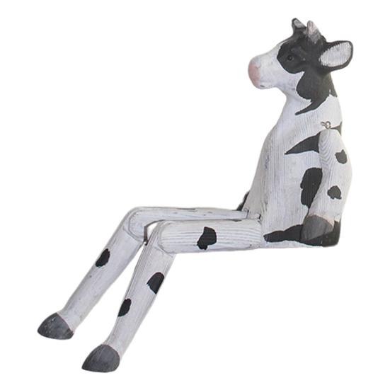 

Деревянное украшение в виде животного Yousheng, ручной работы, деревенская фигурка животного с подвижным суставом, настольный декор, статуэтка животного для дома, офиса Cow