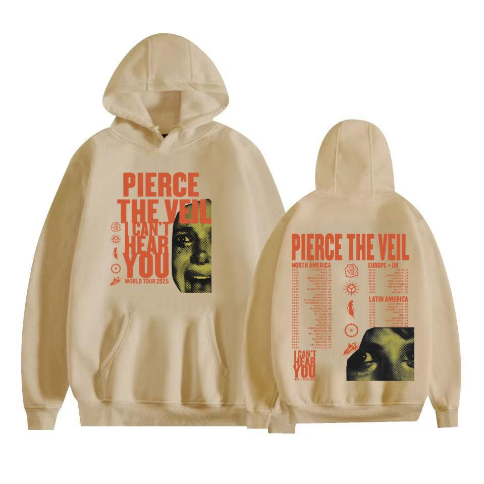 Pierce The Veil I Can't Hear You Tour 2025 Kapuzenpullover Herren Damen Harajuku Hip Hop Rock Punk Sweatshirt Lässig Fleece Übergröße Hoodie