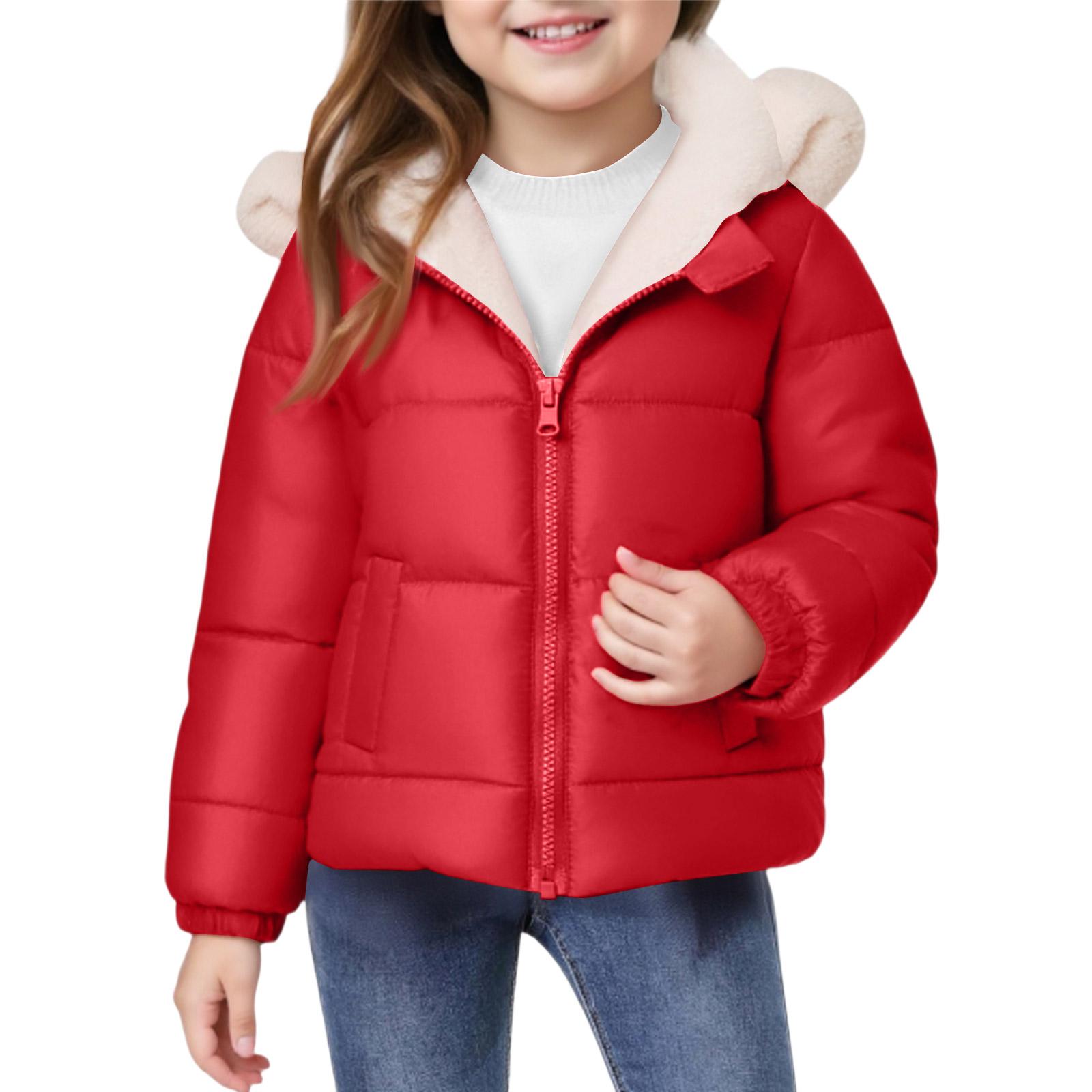

Kids Ear Pocket Coat - Solid Color Short Cotton Jacket 120 красный