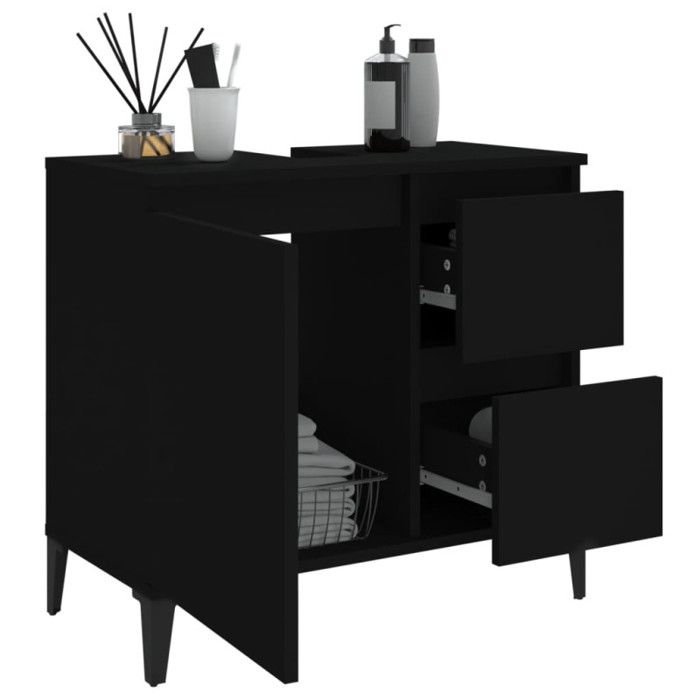 VidaXL Armoire de salle de bain noir 65x33x60 cm bois d'ingénierie 819829