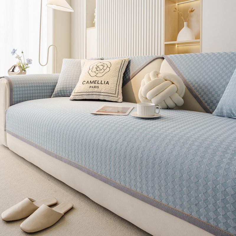 

Cream Wind Advanced Straight Row Sofa Cushion New Four-Season Universal Fixed Non-Slip Backrest Cushion Cover Cloth Towel 70*70cm