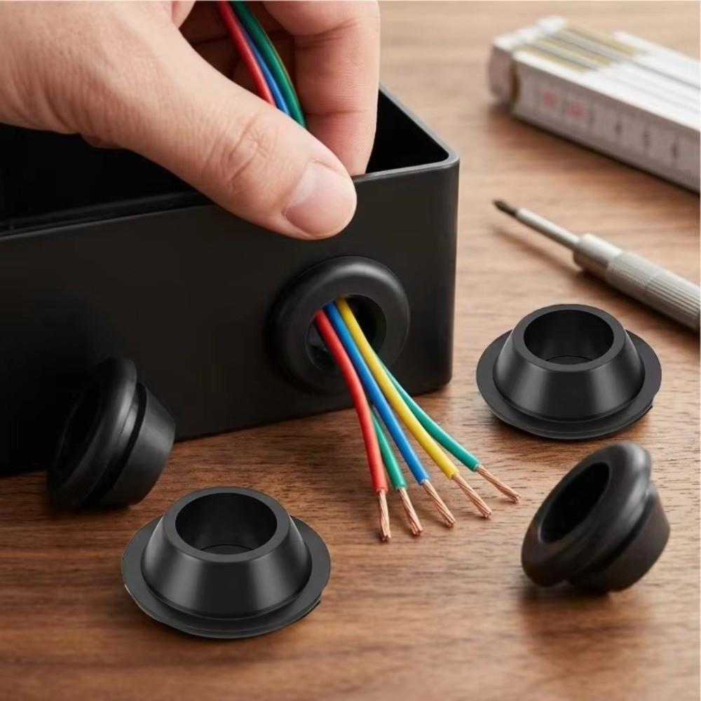 Black Cable Hole Plugs Rubber Grommet Assortment Kit Ring  Electrical Wiring