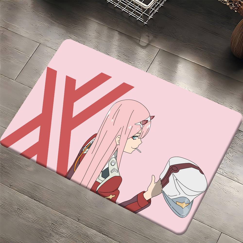 Anime Zero Two Rubber XXL PC Bathroom Mat Anti-slip Absorb Water Long Strip Cushion Bedroon Mat Welcome Doormat