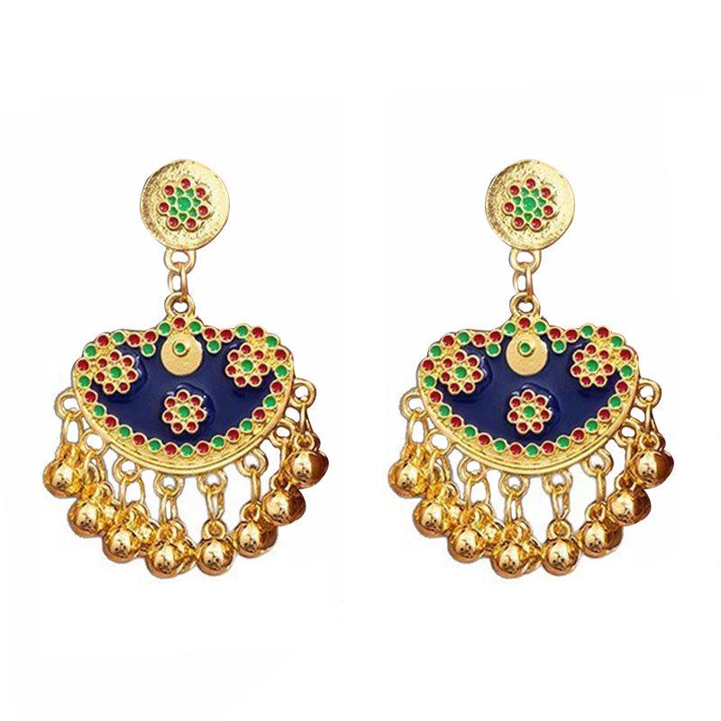 New Chinese Retro Enamel Color Drip Earrings Niche Design High Sense Antique Earrings Light Luxury Personalized Earrings