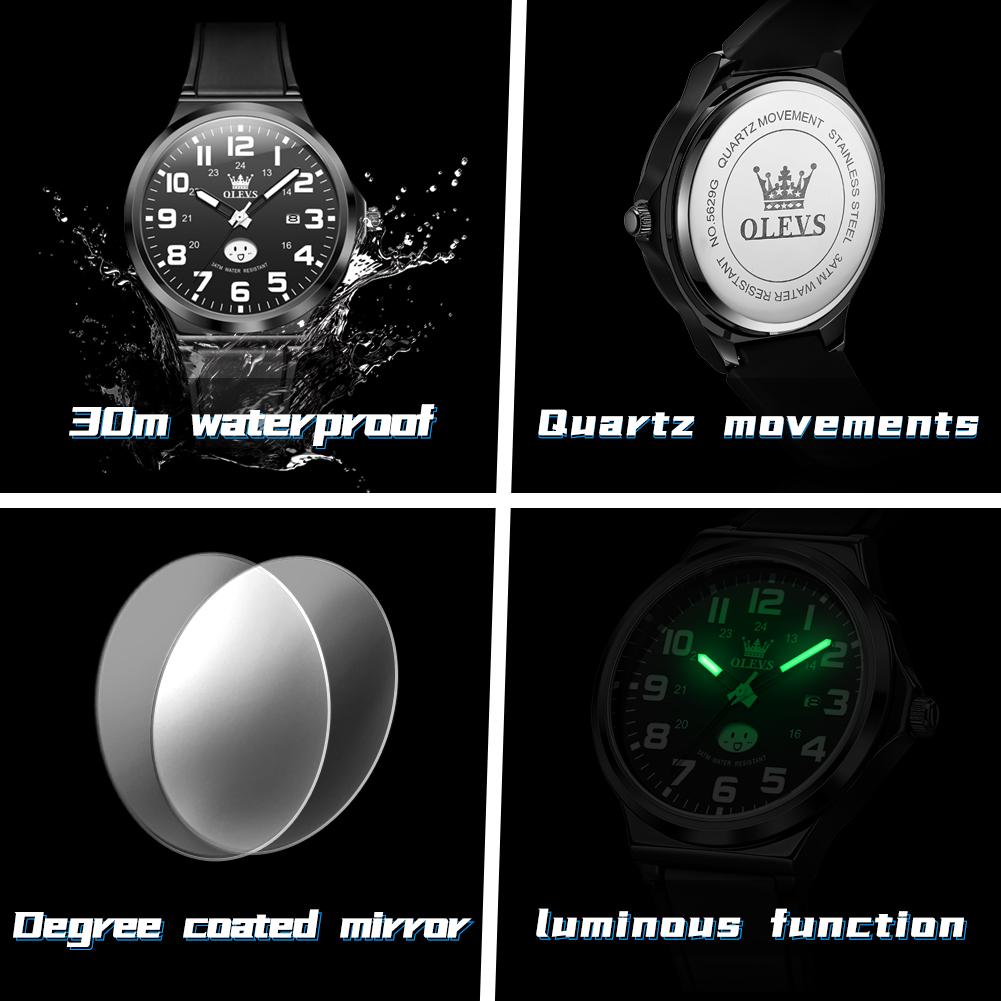 OLEVS Brand Watch Silicone Tape Digital Disc Student Watch Quartz Waterproof Watch 5629
