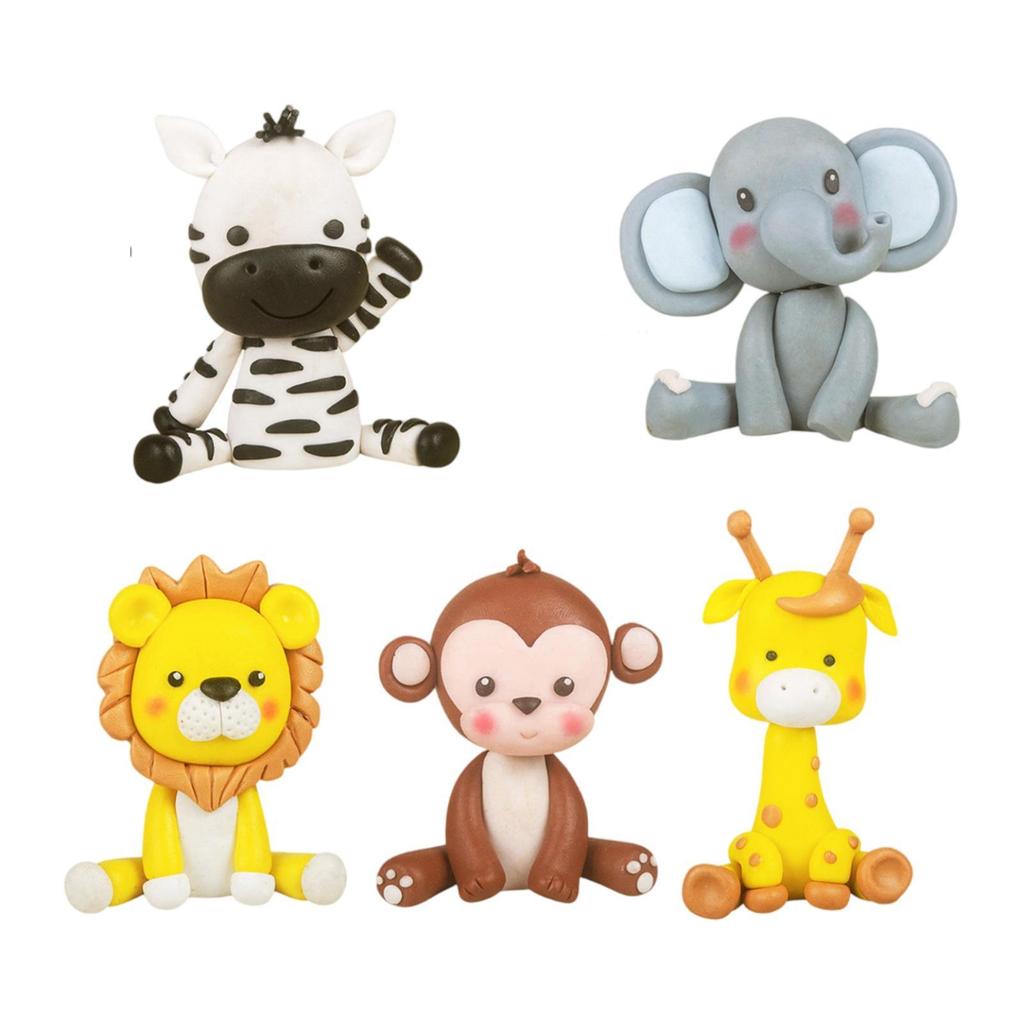 5 Pieces Animals Cake Toppers Sculpture Miniatures Statue Figures for Dining Room Auto