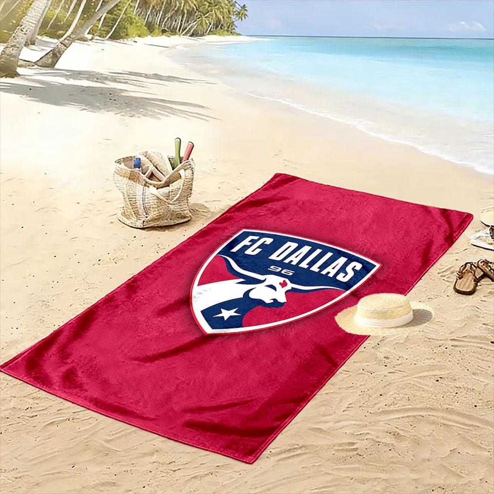 "FC Dallas Logo with Bull Design" Patterned Beach Towel Quick Dry Perfect for Travel Outdoor Sports Jogging the Beach and Swimming