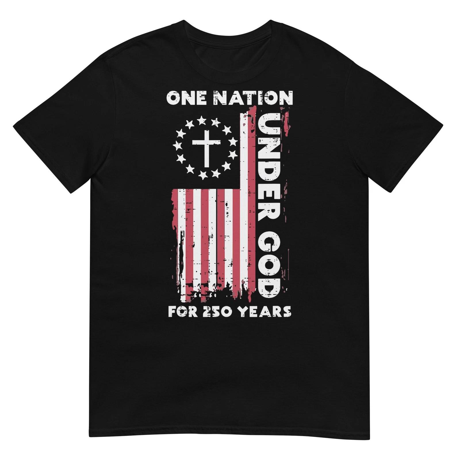 

250 Year USA American Flag 250th Anniversary Christian God T-Shirt L