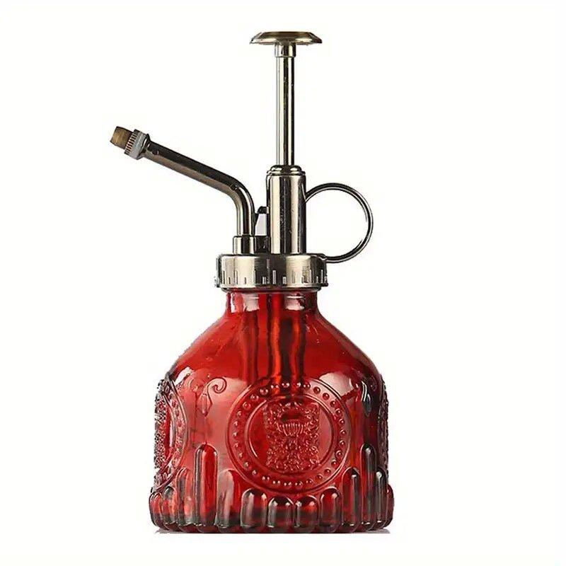 1pc Glass Watering Spray Bottle, Vintage Bronze Plastic Top Pump Watering Can Glass Spary Bottle Plant Mister, For House Plants,