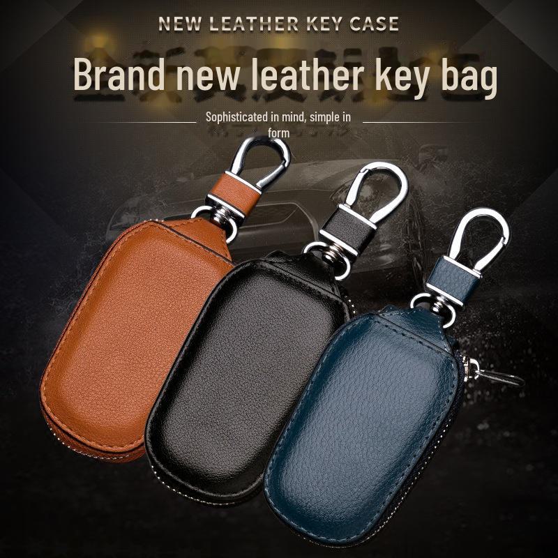 Universal Genuine Leather Car Key Bag for Men & Women—Personalized Remote Cover for Volkswagen, Toyota, Hyundai & Honda