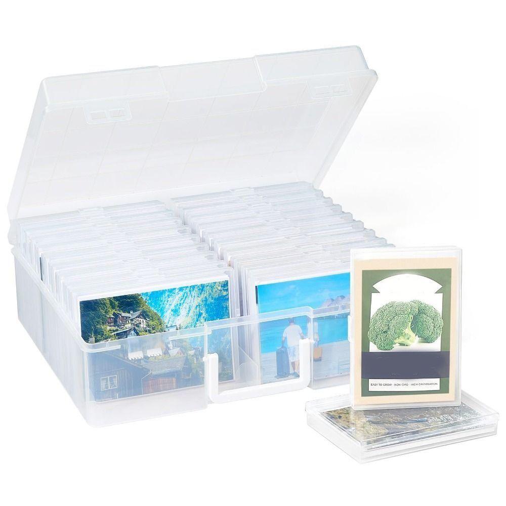 Clear Photo Storage Box Plastic Cards Keeper Office Supplies Craft Storage Case  Sheet