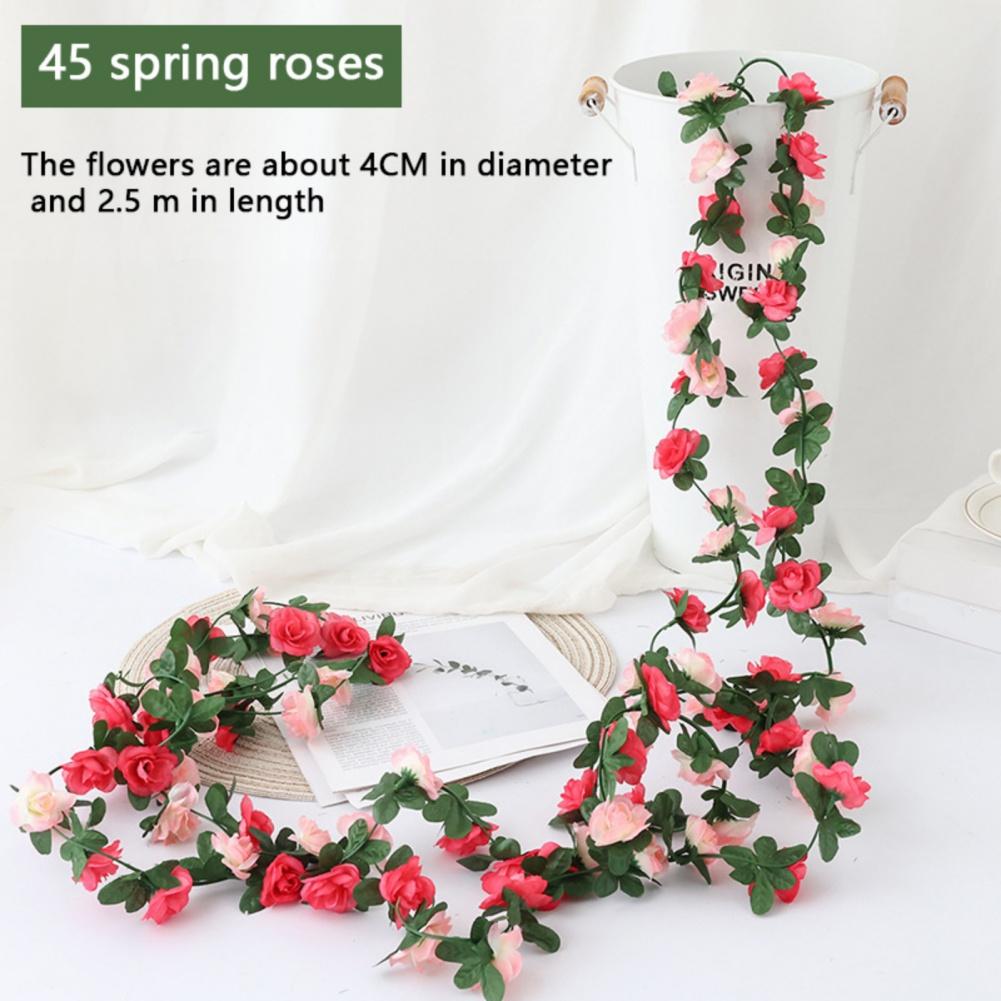 1PC Artificial Flowers Vine 45pcs / 69pcs Rose Fake Flower DIY Wedding Decoration Home Room Decor Wall Hanging Garland Plant