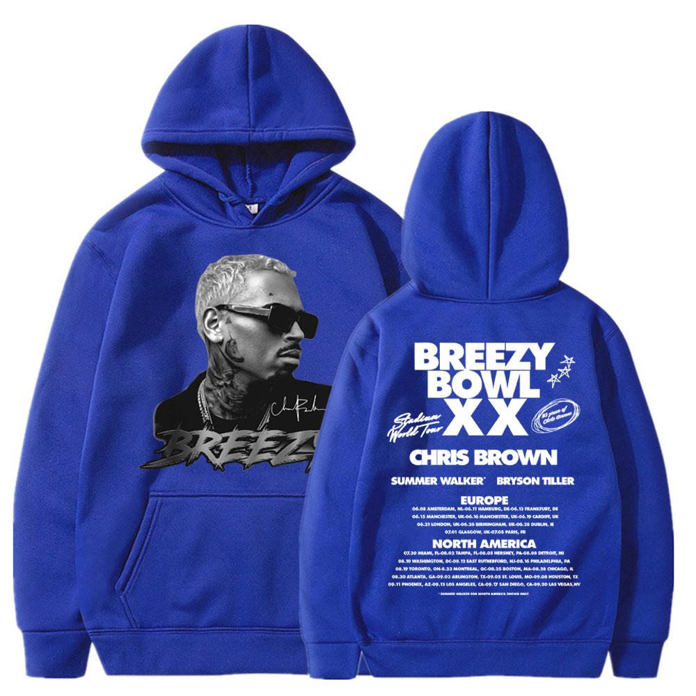 

Chris Brown Breezy Bowl XX 2025 Concert Tour Hoodie Hip Hop Retro Men Women Sweatshirt Oversized Fleece Warm Pullover Streetwear L