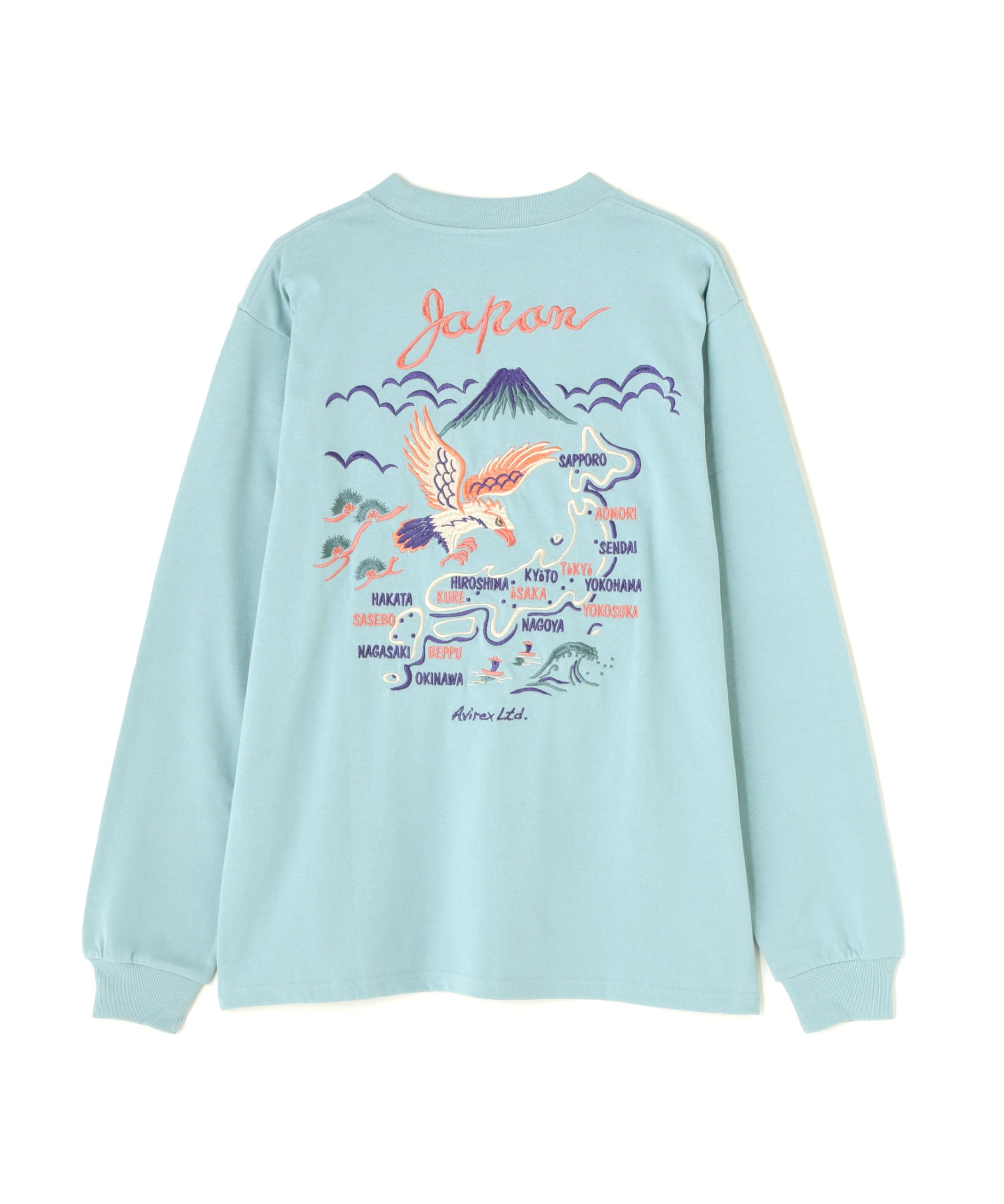 

Avirex Embroidery Japan Map Embroidery Long Sleeve T-Shirt T-Shirt, Men s, XL, 391, Sax, 783-4230009