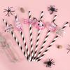 12pcs Pink Halloween Paper Straws Cute Pumpkin Ghost Pattern Drinking Straws Happy Halloween Party Home Bar Decoration 2025