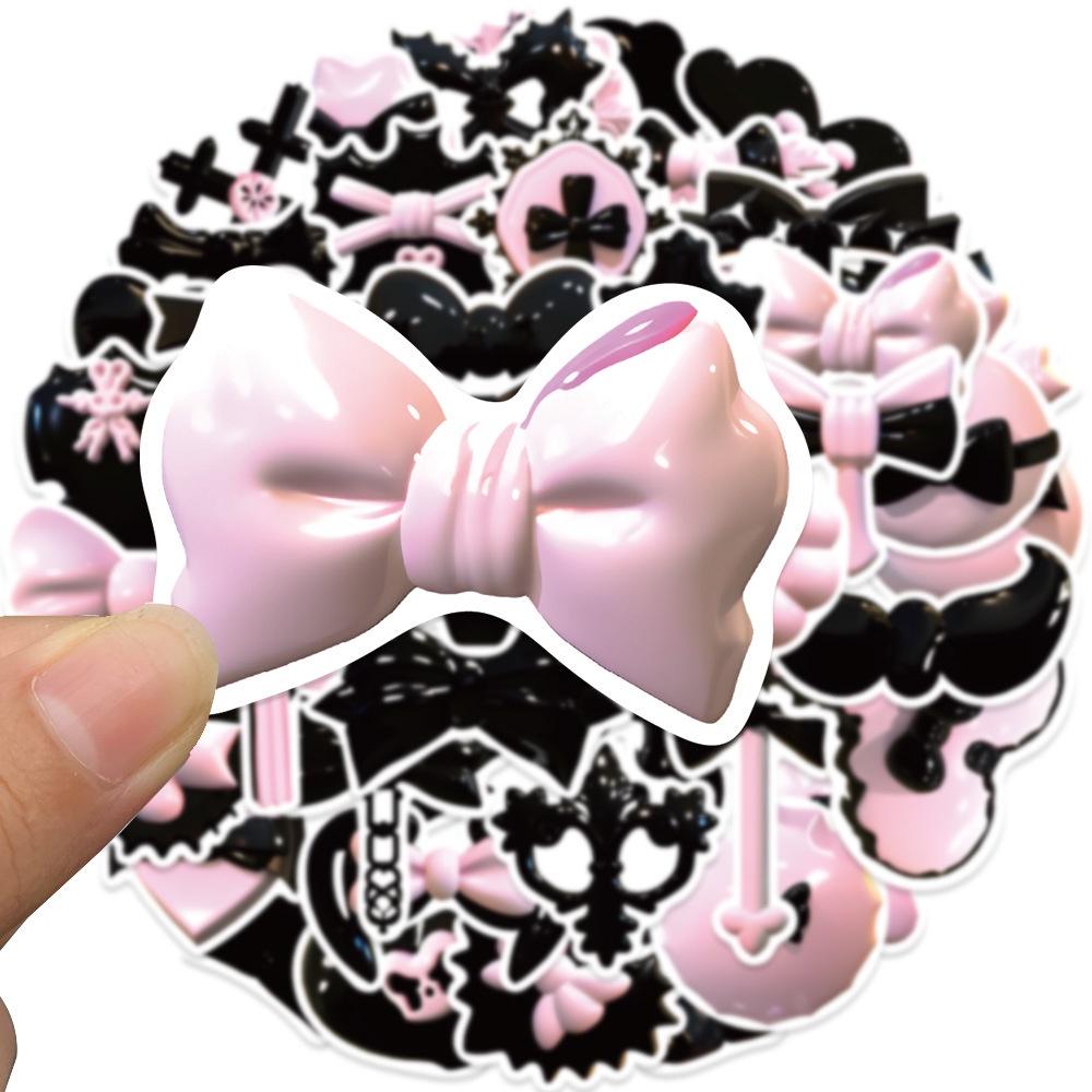 

50pcs 3d Lovely Pink Bow Stickers For Journal Skateboard Bottle Water