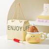 Cute Ceramic Dog Mug with Lid and Spoon