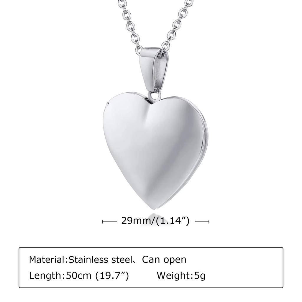 Photos Customize Stainless Steel Pendant Necklace for Women, Gold Plated Heart Photo Locket Openable Necklace Jewelry Gift