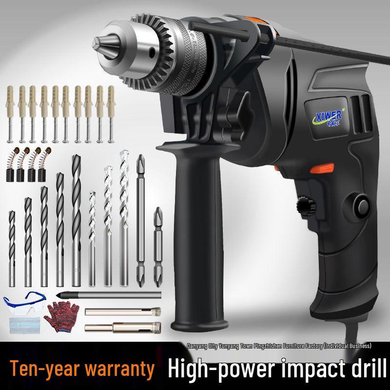 Electric Hand Drill Set with Drill Bits for Woodworking & Household Tasks