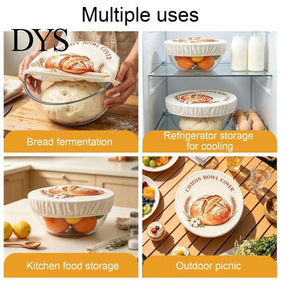 Home Baking Dough Tools Cotton Sourdough Starter Jar Cover, Reusable Elastic Fermentation Bowl European Bread Supplies Breathable Fabric Proofing
