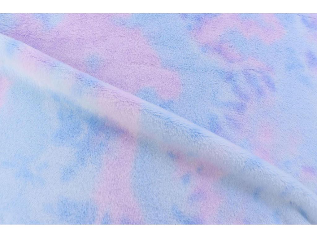 Tecido de pelo de coelho de imitação de veludo tingido com gradiente de arco-íris com cores de fantasia