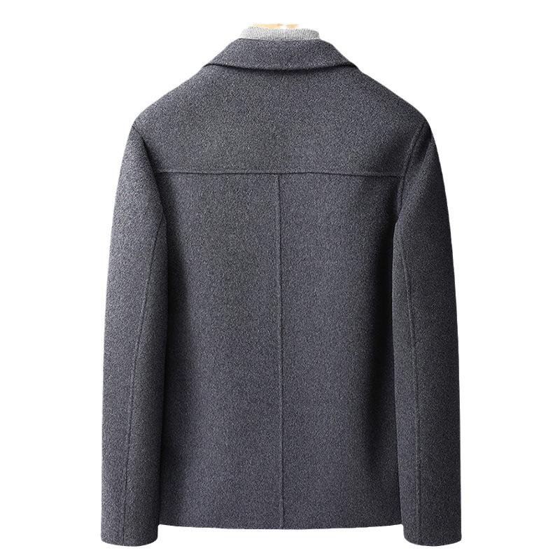 Autumn and Winter Men's Handmade Double-sided Tweed Jacket Fashion Casual Lapel Collar Japanese Tooling Woolen Jacket Men