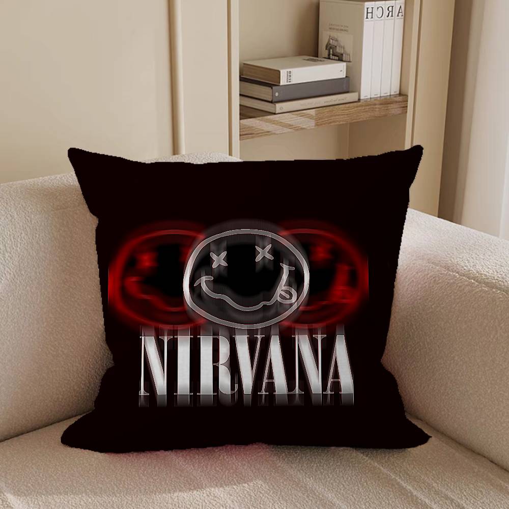 N-NirvanaS Logo Decorative Room Aesthetics Pillow Case Home Decor Bedroom Sofa Bed Couch Pillow Cover 45x45