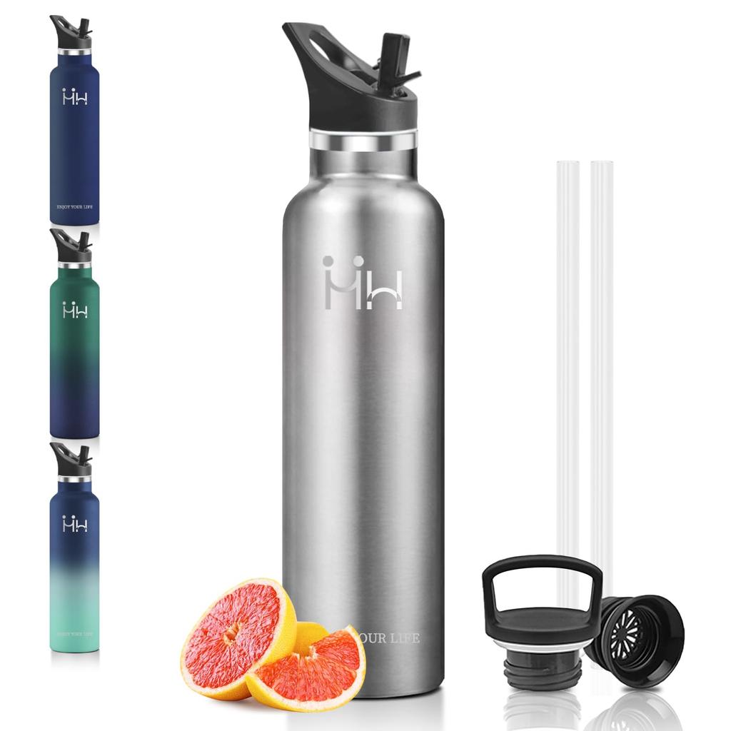 CHENGWEI 1 Liter Vacuum Insulated Water Bottle, Keeps Hot or Cold, Carbonated, and Sports Drinks Compatible, Direct Drinking, Leak-Proof, Wide Mouth,