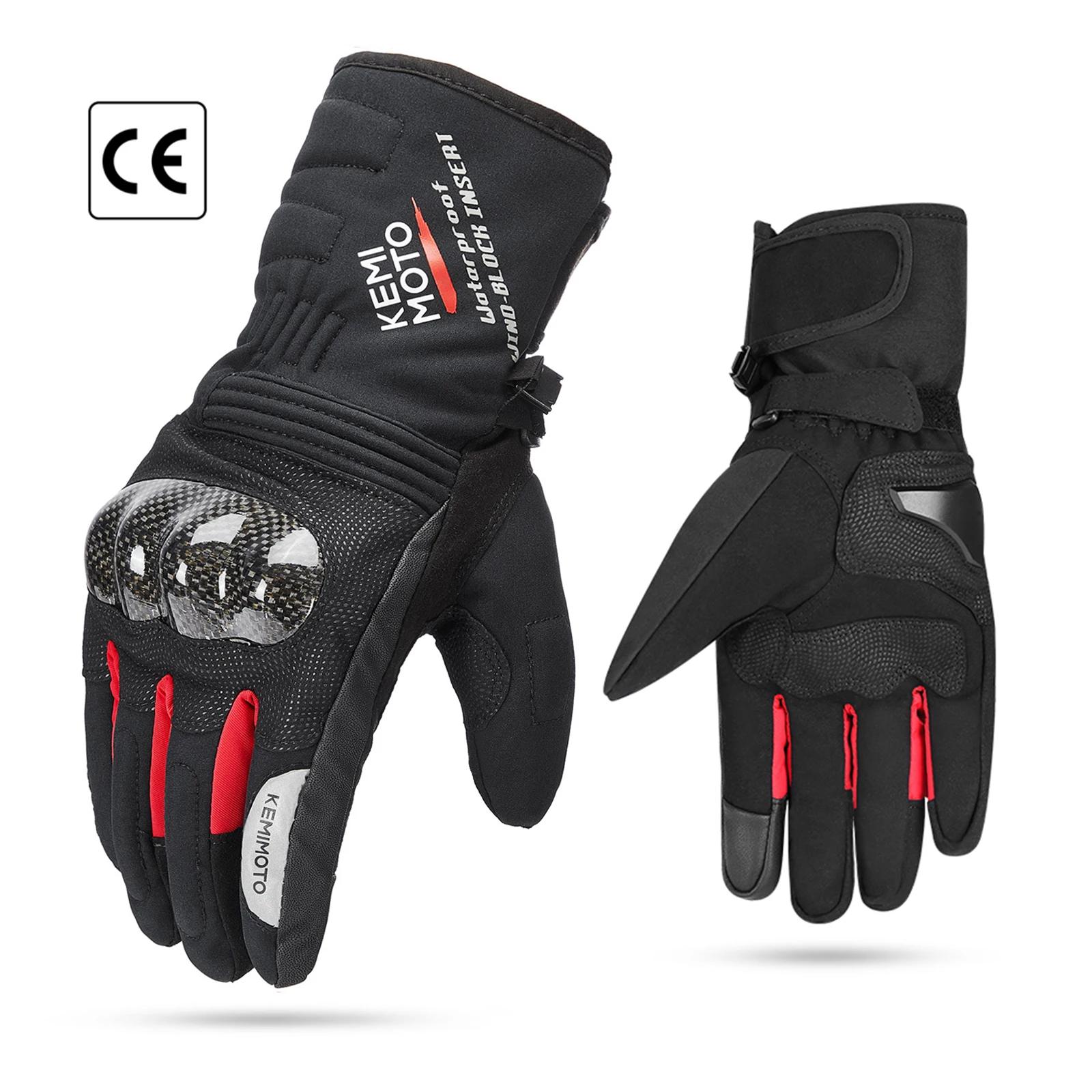 

KEMiMOTO Windproof Winter Motorcycle Gloves Waterproof Touch Screen Moto Motocross Motorbike Riding Gloves Carbon Protective M червоний