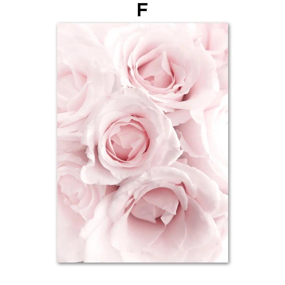 Wall Canvas Pink Sakura Rose Tulip Flower Landscape Nordic Posters And Prints Wall Pictures For Living Room Decor