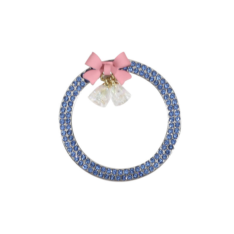 Rhinestone Bow Bell Car Start Switch Button Auto Decorative Diamond Stickers Ring Circle Trims Protective Cover Car Accessories
