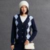 Cardigan en tricot cachemire pour femme à col polo diamant anti-âge