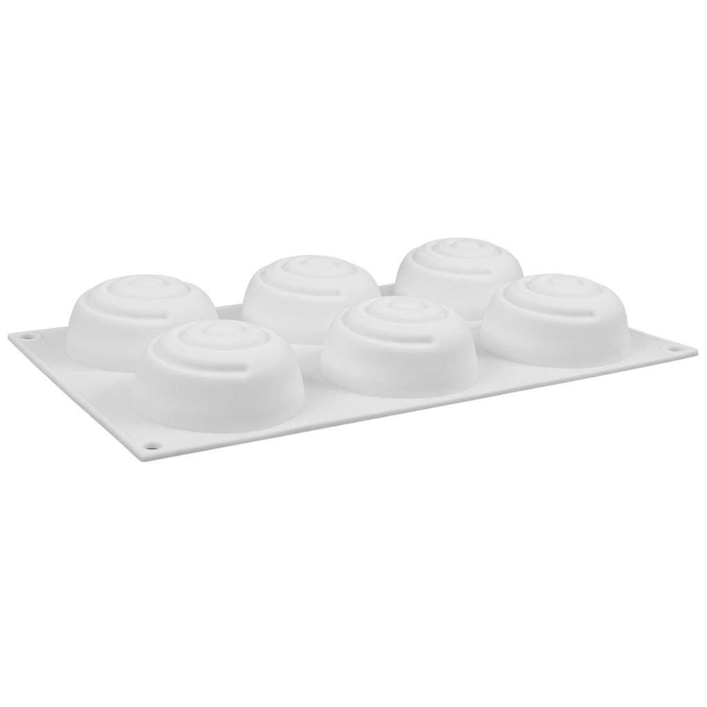 6 Cavity Spiral Round Silicone Mousse Mold for Baking DIY Cake Pudding Dessert Mold Flexible Non-Stick Baking Tray for Home and Professional Use