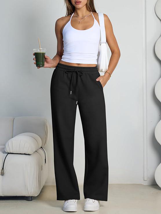 Summer Women's Jogging Pants - Elastic Waist, Solid Color, Plus Size, US Sizes, Drawstring Sweatpants